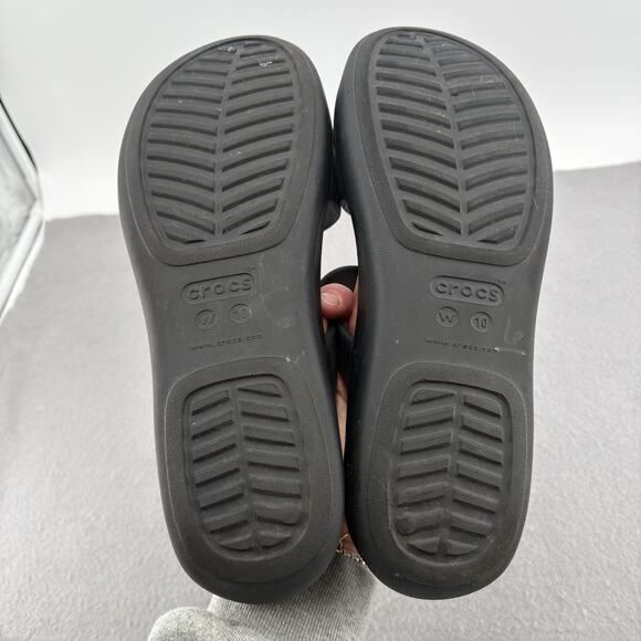 Crocs Shoe Womens 10 Black Monterey Strappy Wedge Casual Comfort Slip On Sandal - Picture 10 of 10